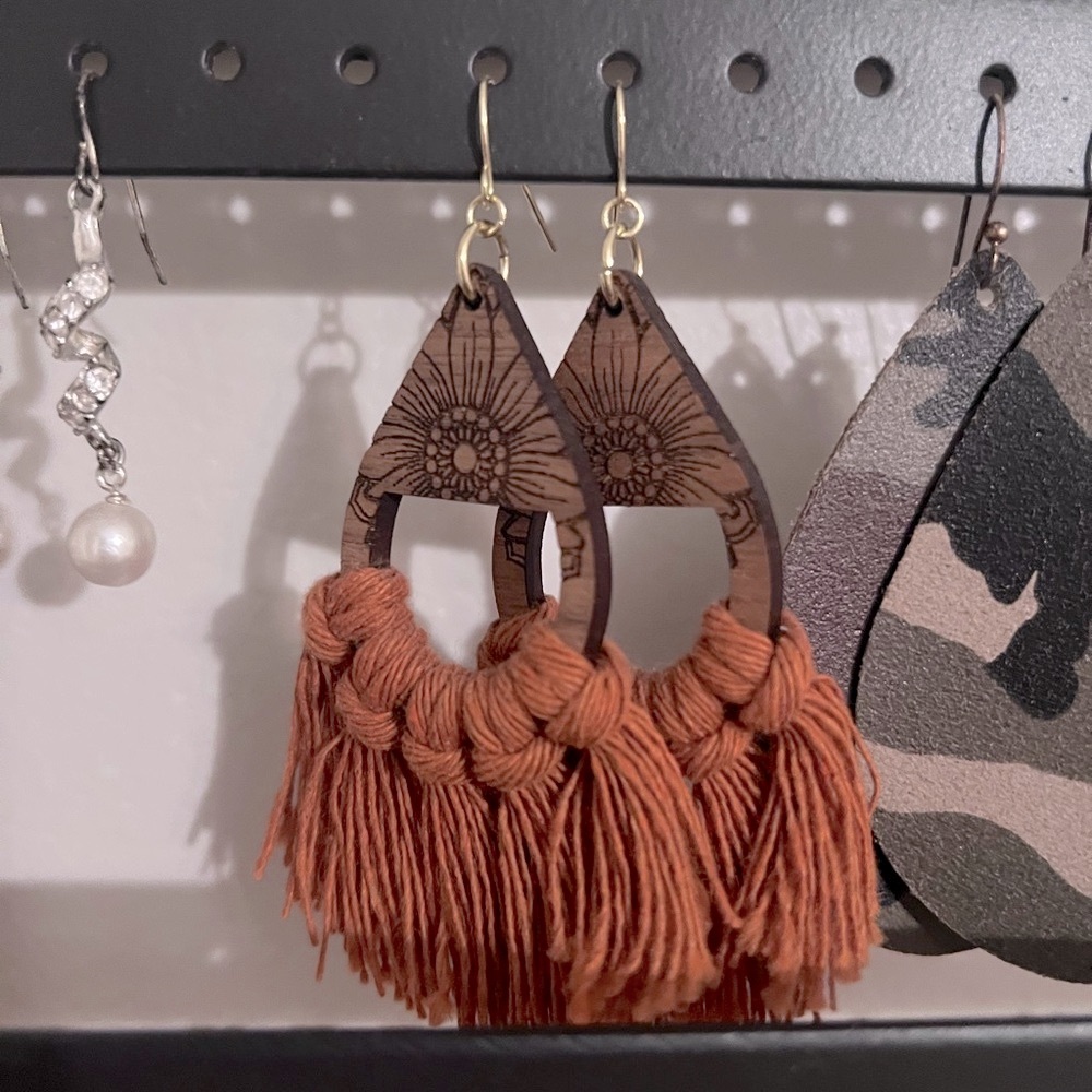 Bohemian Orange Tassel Earrings